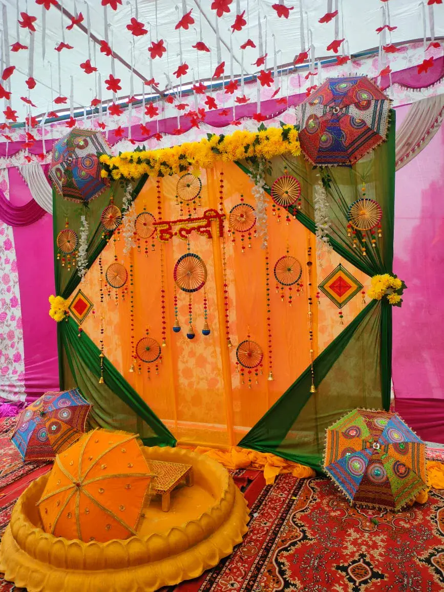 Traditional Haldi Marigold Decor